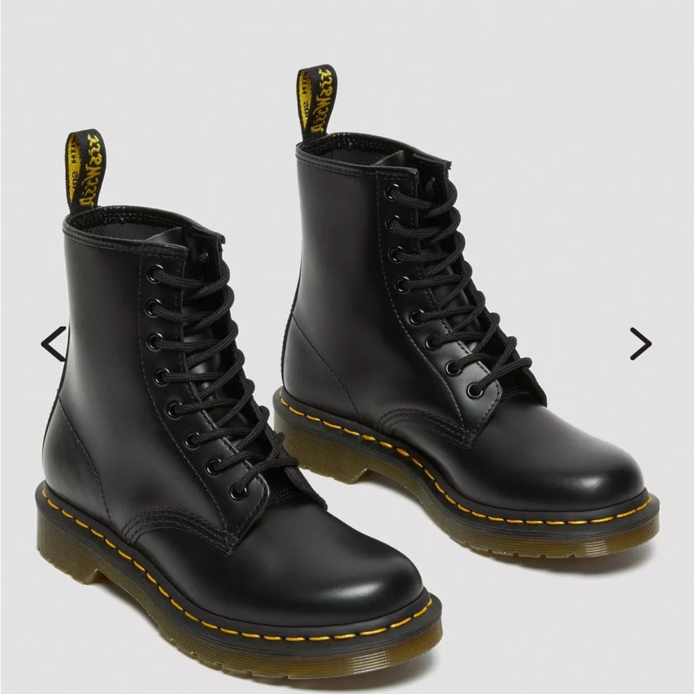 Dr. Martens Black and Yellow Lace Up Boots